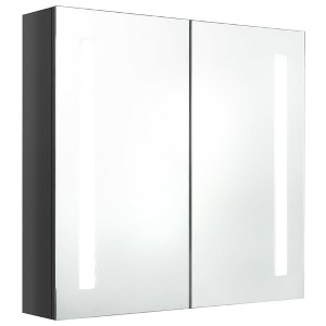 vidaXL Bathroom Cabinet White and Silver Engineered Wood 19.7x5.1x27.6 in - Shining Gray 24.4" x 5.5" x 23.6" - 1 of 4