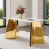 Vynxaria Dining Tables - 63" Pandora Pattern Elegance with Golden Butterfly Legs - 4 of 4