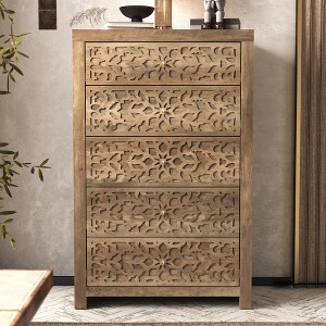 Galano Avaro 5 Drawer Chest of Drawer (46.4 in. H x 29.6 in. W x 16.1 in. D) in Dusty Gray Oak, Knotty Oak - 1 of 4
