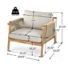 Acacia Wood Club Chair,Fabric Upholstered Outdoor Armrests Chair,Rope Woven Backrest And Wood Armrests Patio Club Chair-Coolbibila - 4 of 4