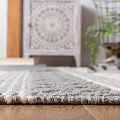 Hand-Tufted Reversible Gray Wool Square Rug, 6' x 6'