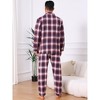 INSPIRE CHIC Men's Two Pieces Long Sleeve  Button Down Checked Plaid Pajamas Set - 3 of 4