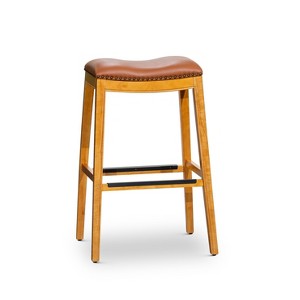 NicBex Dining Chairs Upholstered Chair Backless Saddle Bone Leather Seat Bar Stools for Kitchen, Bedroom - 1 of 4