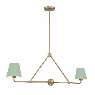 Xavier Vibrant Gold and Green 2-Light Steel Chandelier