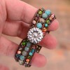 Boho Handmade Natural Stone Bead Bracelet, 3-Row Wide Wrap Wrist Statement Jewelry for Women - 4 of 4