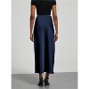 Women's Satin Maxi Skirt - High Waist A-Line Long Skirt for Elegant Office Wear Deep Blue - 3 of 4