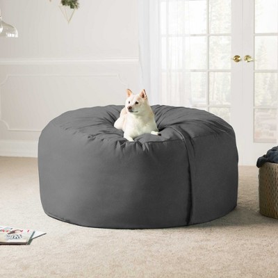 Charcoal 5-Foot Microsuede Bean Bag Chair with Removable Cover