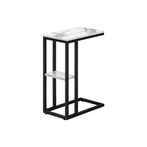 FONTOI 2-Tier C-shaped Side Table, Bedside Table with a Small Secondary Shelf for Living Room, Bedroom, White&Black, 10.25"*25.25"*18.25" - 1 of 4