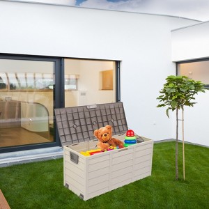 DSVIMOY 75gal Lockable Outdoor Garden Plastic Storage Deck Box for Tools Cushions Toys - 1 of 4