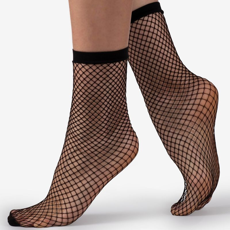 LECHERY Women's Fishnet Socks (1 Pair) - Black, One Size Fits Most, 1 of 5
