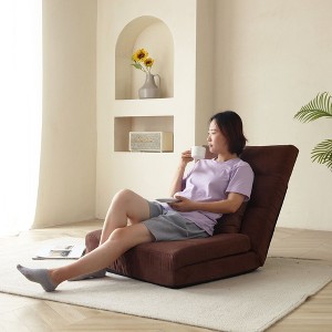 NicBex Modern Adjustable Lazy Sofa Chair with Pillow, Triple Fold Floor Sofa Bed, Comfy Chair for Reading, Watching TV, Brown - 1 of 4