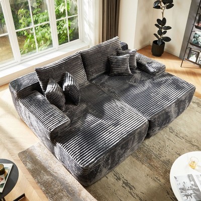 XIZZI 2 Pieces Lounge Chair, 81" Upholstered Boneless Cloud Stupendous Oversized Double Chaise Lounges Couch Indoor, Luxury Sofa Bed Deep Seat