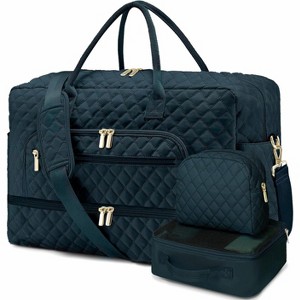 Large Travel Duffel Bag with Shoe Compartment, 3PCS Set for Women, Carry On Overnight, Gym, and Hospital Bag - 1 of 4