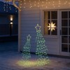 Angel Sar 2Pcs Lighted Metal Christmas Trees, Outdoor Indoor Decor with 150 Green and Warm White LEDs, Rustproof Wire Frame Decorations for Holiday - 3 of 4