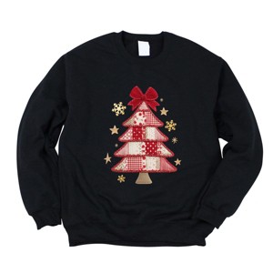 Christmas Tree Red Patchwork Print - Women's Graphic Sweatshirt - 1 of 4