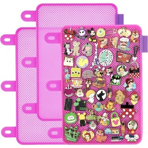 SCS Direct Enamel Pin Display Pages (3 PK) Display and Trade Your Collectible Pins in Any 3-Ring Binder - Pages Lay Flat (Pink - Pins Not Included) - 1 of 4
