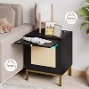 Homhougo Rattan Night Stand, Modern Farmhouse Pattern Side Table, End Table with Tray, Sofa Table with Storage Shelf for Bedroom, Living Room - 3 of 4