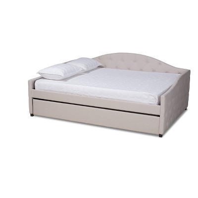 Queen Becker Transitional Daybed With Trundle Beige - Baxton Studio ...