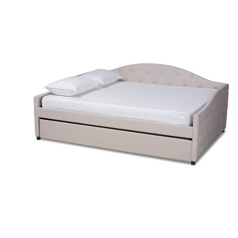 Queen Becker Transitional Daybed With Trundle Beige Baxton