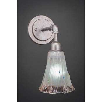 Toltec Lighting Vintage 1 - Light Sconce in  Aged Silver with 5.5" Fluted Frosted Crystal Shade