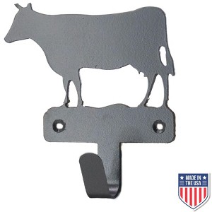 5 Star Super Deals Rustic Cow Silhouette Wall Hook – Decorative Farmhouse Metal Key Holder and Coat Rack for Entryway, Mudroom, or Kitchen - 1 of 3