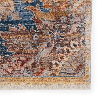 Elegant Terra Reversible Medallion Rug in Blue and Orange