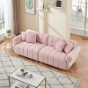 ModernLuxe Velvet Upholstered Sofa Couch with 4 Pillows, Spring-Wrapped Cushions, Pink/Black/Green - 2 of 4