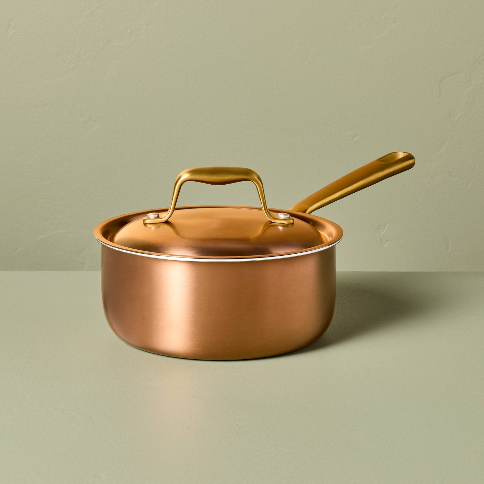 2.1qt 7" 2pc Stainless Steel Sauce Pan Copper - Hearth & Hand™ with Magnolia