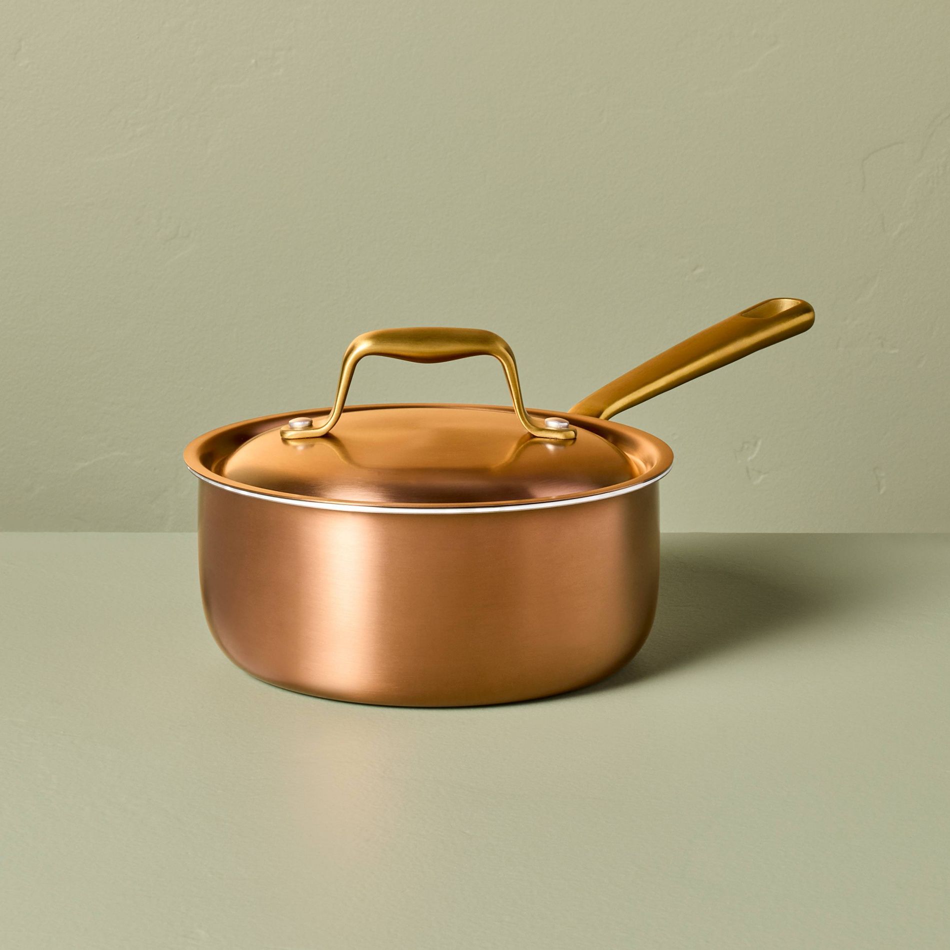 2.1qt 7" 2pc Stainless Steel Sauce Pan Copper - Hearth & Hand™ with Magnolia