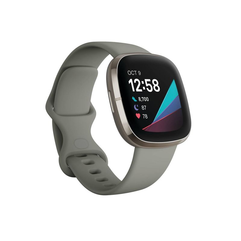 Fitbit Sense Smartwatch Silver with Sage Band, 1 of 13