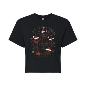 Women's - Winnie the Pooh - Tigger, Pooh, Eeyore, & Piglet Christmas Crew Cropped Graphic T-Shirt - 1 of 4