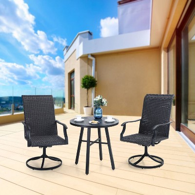 3pc Patio Conversation Set with Swivel Chairs & Side Table - Captiva Designs