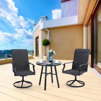 3pc Patio Conversation Set with Swivel Chairs & Side Table - Captiva Designs