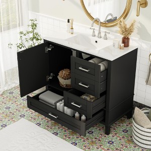 TIRAMISUBEST Traditional Style 36" Bathroom Vanity with Sink Set, Modern Storage Cabinet with Big Drawer and Soft Close Door - 1 of 4