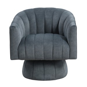 Maliang Dark Gray Velvet Accent Chair Modern Luxury Living Room Furniture, 1pc Swivel Chair Comfortable Barrel Back - 1 of 4