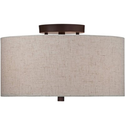 Sylvan 15" Bronze Semi-Flush Mount with Off-White Drum Shade