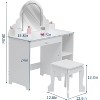 2-in-1 Kids Vanity Table with Lighted Mirror & Stool - Little Girls Makeup Dresser with Drawer, Open Shelves and LED Lights - 2 of 4