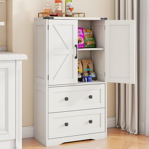 Storage Cabinet with Big Drawers, Adjustable Shelves & Barn Doors, Pantry Cabinet - 1 of 4