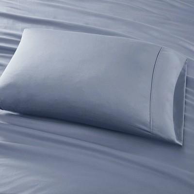 King Blue Cotton Polyester Solid Sheet Set