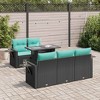 vidaXL Patio Sofa Set with Cushions Table and Seats 6 Piece Poly Rattan Acacia - Black - 2 of 4