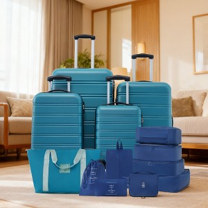 KWPZQEB 5 Piece Luggage Set Carry on Suitcase with ABS+PC hardshell, Spinner Wheels & TSA Lock (16/20/24/28/Bag) - 1 of 4