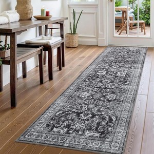Living Room Rug Washable, Soft Vintage Floral Large Bedroom Rugs Classic Retro Indoor Floor Carpet, Low Pile Non-Slip Farmhouse Rugs - 1 of 4