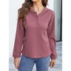 MISSKY Women's Fall Casual Long Sleeve Button Blouses Ribbed Knit Fashion Collared Oversized Loose Fit Tunic Tops - 2 of 4