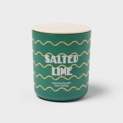 Glass Wave Salted Lime Jar Candle with Lid 12oz - Room Essentials™
