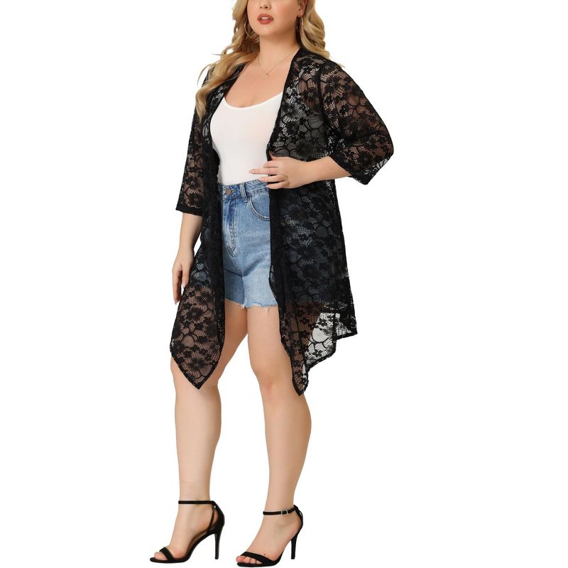 Agnes Orinda Women's Plus Size Draped Shawls Lightweight Open Front Lace Date Cardigans, 2 of 7
