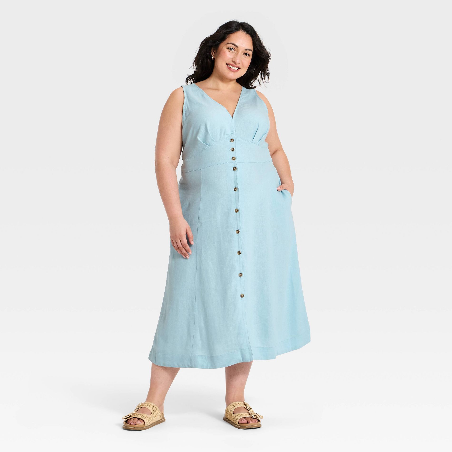 Women's Woven Button-Front Midi Sundress - Universal Thread™