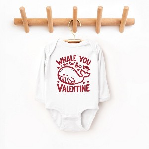 The Juniper Shop Valentines Whale Baby Long Sleeve Bodysuit - 1 of 3