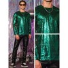 Lars Amadeus Men's Long Sleeves Party Clubwear Shiny Metallic T-Shirt - image 4 of 4