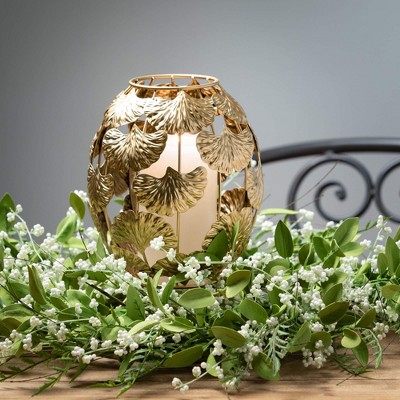 28" Green and White Artificial Leaf and Berry Spring Wreath