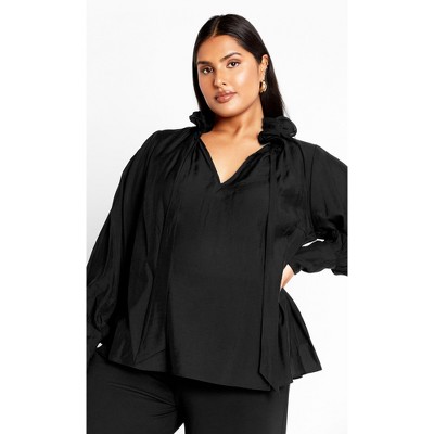 Women's Plus Size Antoinette Top - black | CITY CHIC